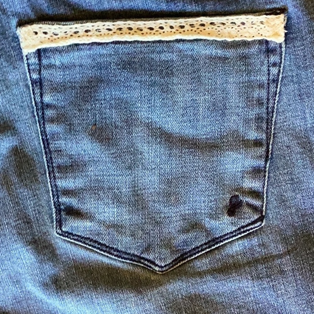 OOAK decorated Giuliano straight leg mid rise medium was size 8. Pearls … - Picture 9 of 10